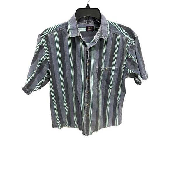Vintage Faded Glory Short Sleeve Button Up Shirt Men's Large Vertical Stripe Men - Picture 3 of 5